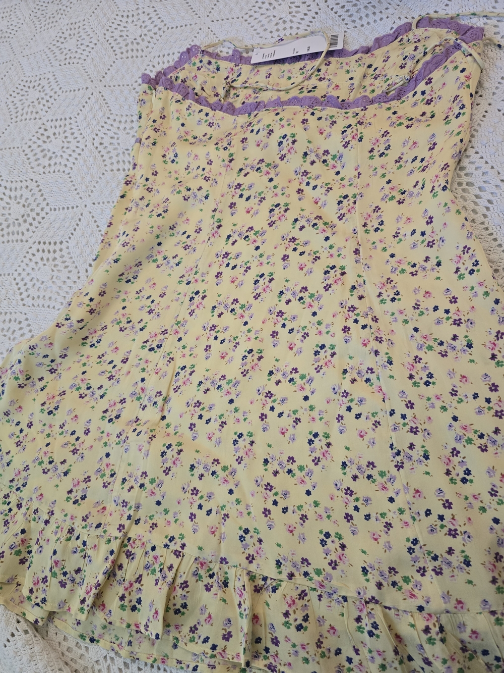 Urban Outfitters Yellow Floral Lace-Trim Slip Dress - Picture 3 of 5